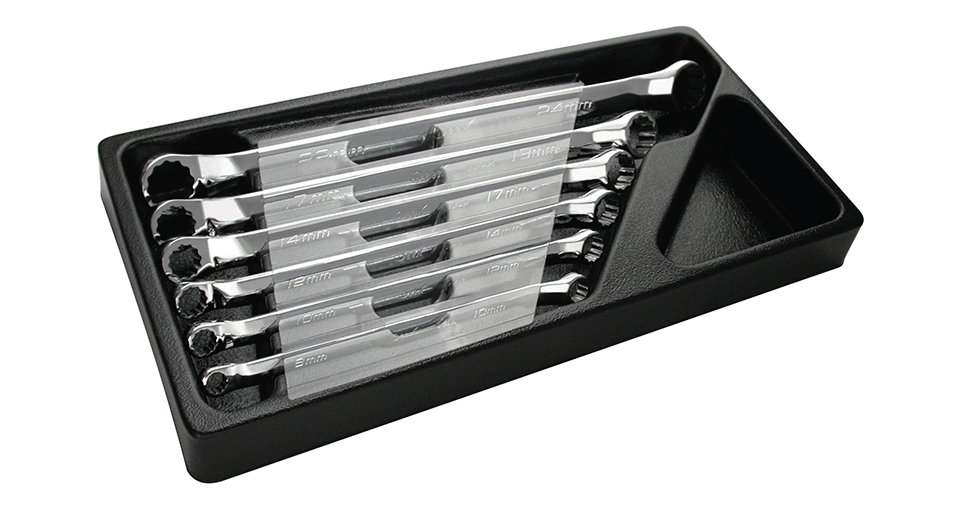 R-TYPE 45° OFFSET DOUBLE BOX WRENCH SET IN PP RACK