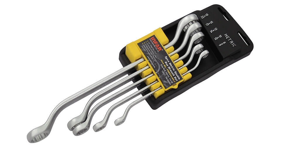 PR-TYPE 45° OFFSET DOUBLE BOX WRENCH SET IN PP CELL HOLDER