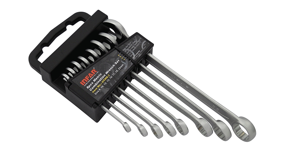 GERMAN-TYPE COMBINATION WRENCH SET IN PP HOLDER