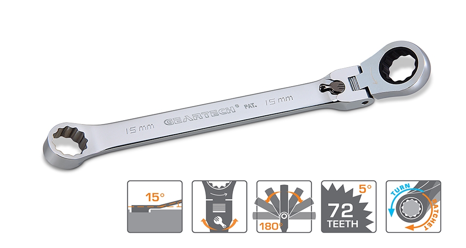 H-TYPE LOCKING FLEX HEAD GEARTECH&#174; DOUBLE BOX WRENCHES