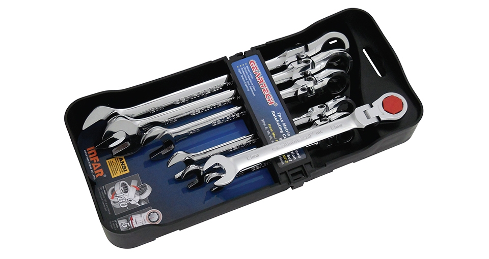FLEX HEAD GEARTECH® COMBINATION WRENCH SET IN PP TRAY