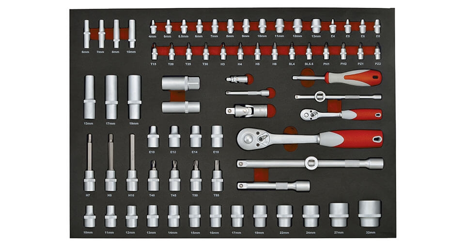 73PCS 1/4" DR & 1/2" DR METRIC SOCKET SET IN EVA TRAY