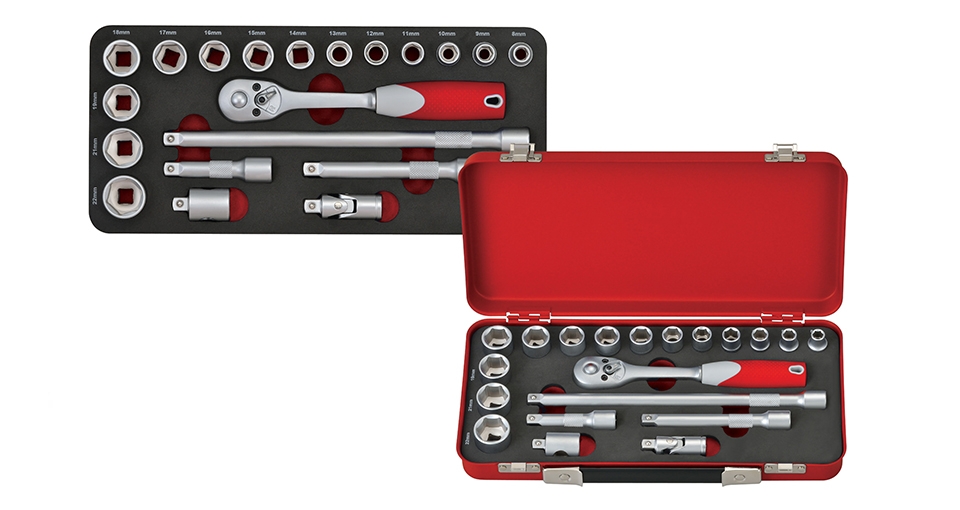 20PCS 3-8INCH DR SOCKET SET IN METAL CASE