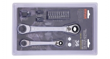 15x 12-IN-1 REVERSIBLE GEARTECH® DOUBLE BOX WRENCH SET IN PVC DOUBLE BLISTER