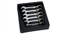 REVERSIBLE GEARTECH® STUBBY COMBINATION WRENCH SET IN PS TRAY