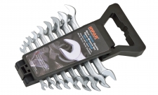 GERMAN-TYPE DOUBLE OPEN WRENCH SET IN PP RACK